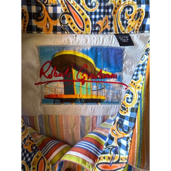 Robert Graham Bright Multi Colored Vertical Striped XL Button Down Dress Shirt - Picture 2 of 9